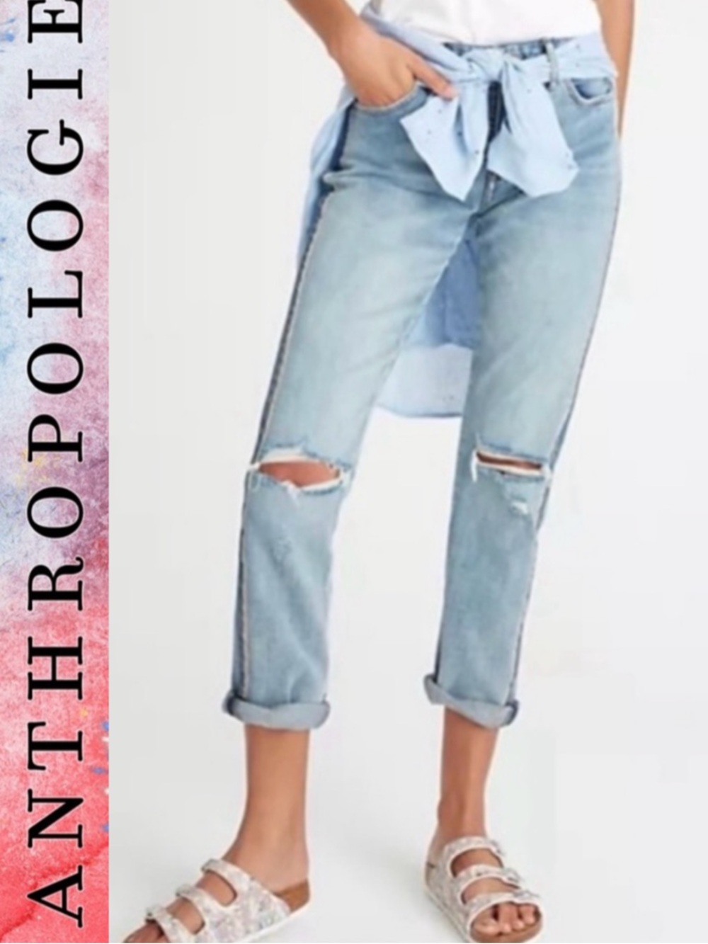 Anthropologie Pilcro Side Stripe Mid-Rise Slim Boyfriend Premium Denim Jeans 26T